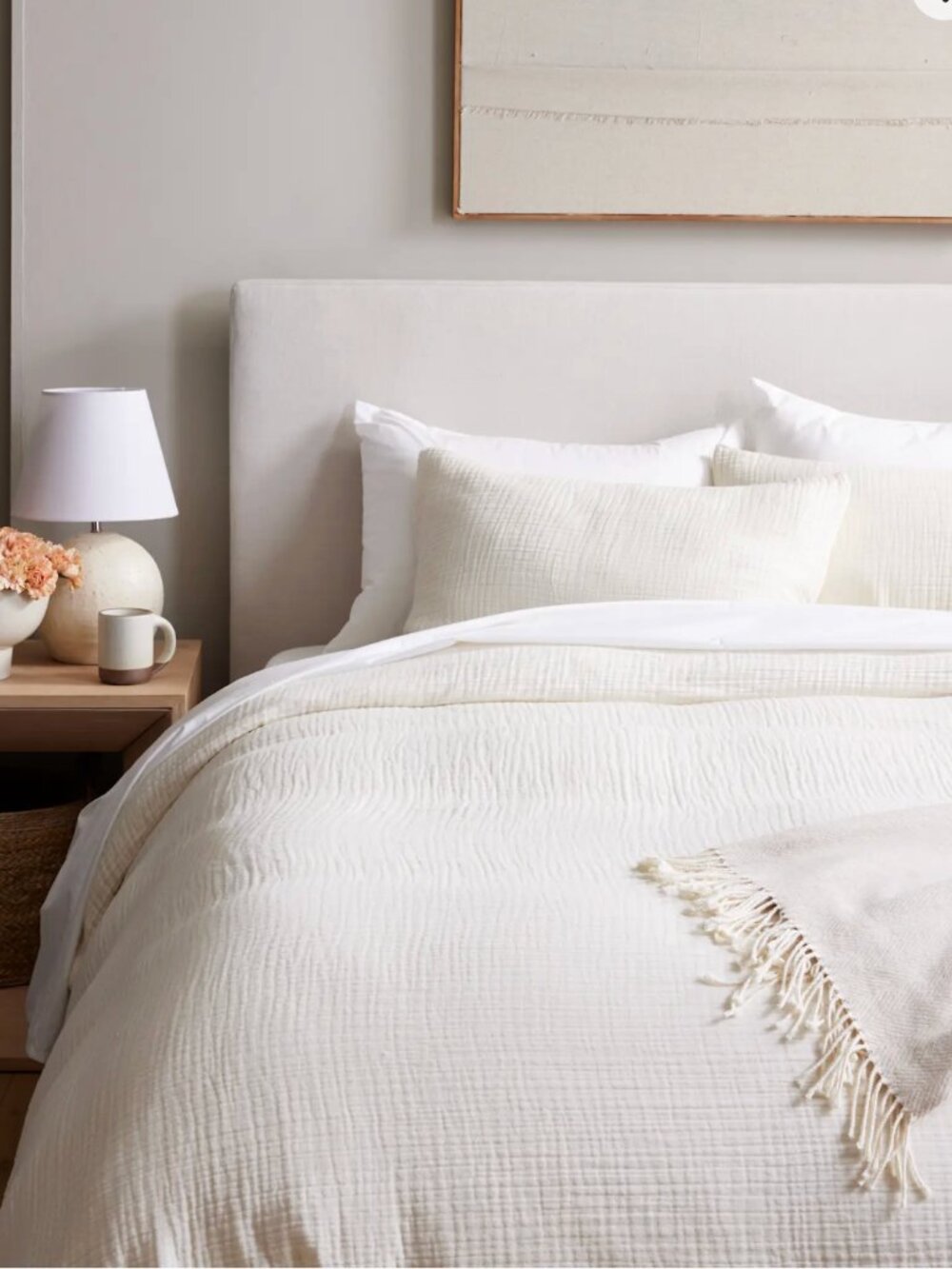 NWT Quince Organic Airy Gauze Duvet Cover Set, King/Cal King, Undyed